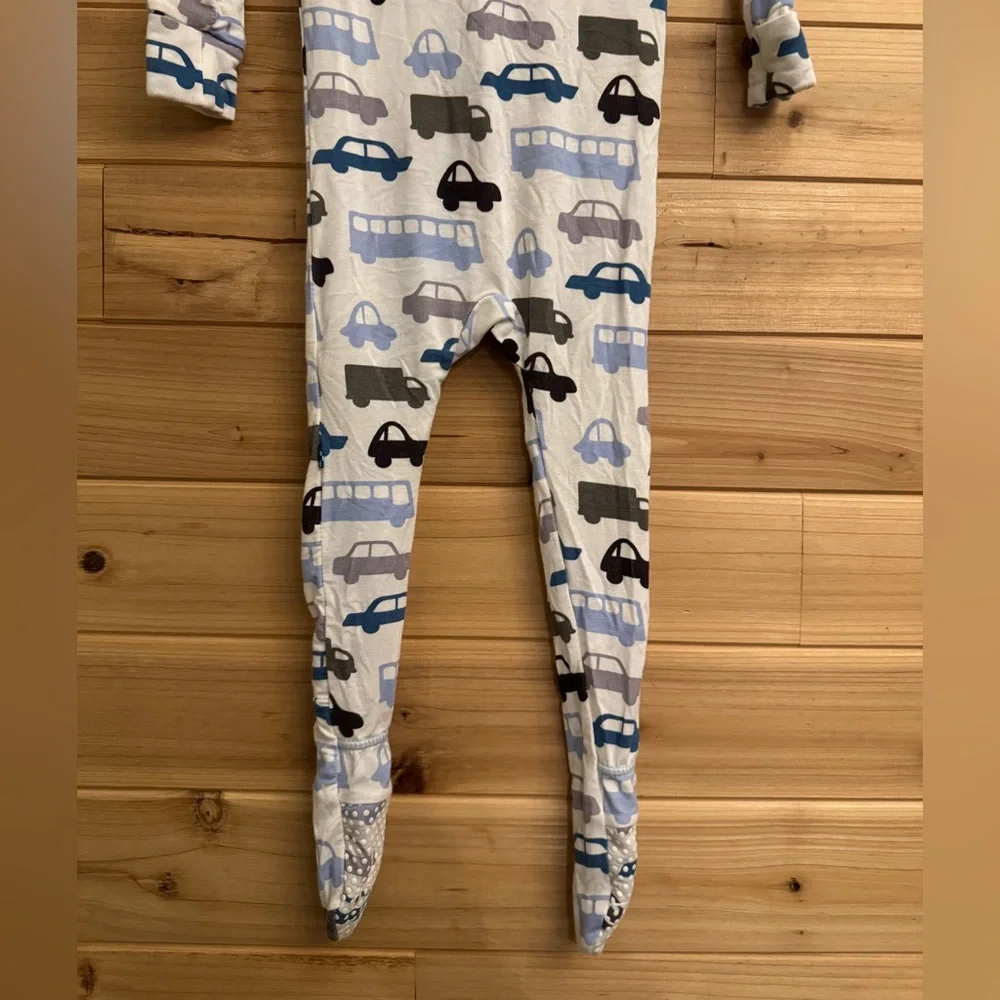 Kickee Pants Size 9-12 Months Car Zipper Bamboo Stretchy Footie Pajamas